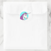 Paarse Unicorn Ronde Sticker (Tas)