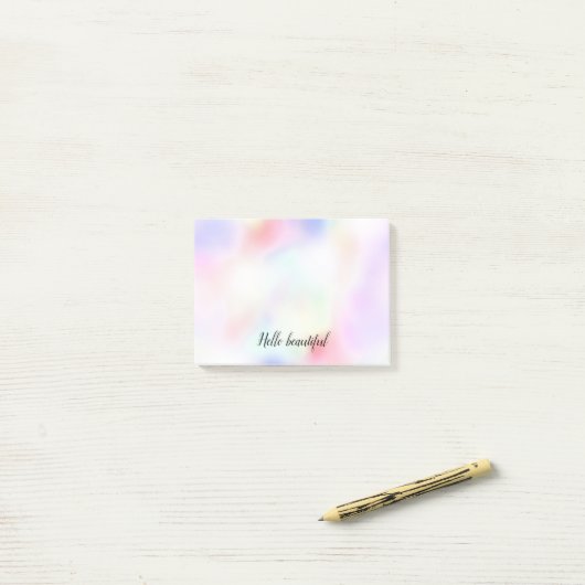 Paarse unicorn roze regenboog post-it® notes (Op bureau)