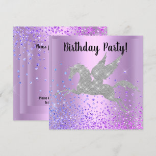 PAARSE UNICORN SPARKLE BIRTHDAY INVITATIE KAART