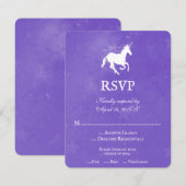 Paarse Unicorn Wedding RSVP Kaart (Voorkant / Achterkant)