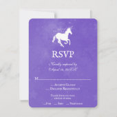 Paarse Unicorn Wedding RSVP Kaart (Voorkant)