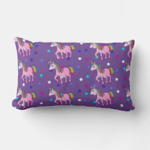 Paarse Unicorns & Star Print Lumbar Pillow Kussen