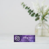 Paarse universe melkweg volgt de QR-code voor soci Mini Visitekaartje (Staand voorkant)