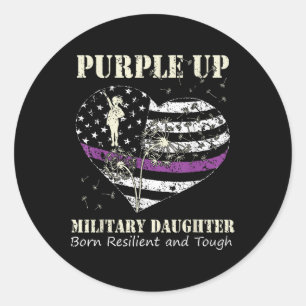 Paarse Up Military Child Dandelion voor GI Ronde Sticker
