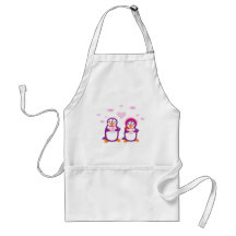 Paarse Valentijn Penguins Apron