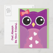 Paarse Valentijn Uil Classroom Kaarten voor kinder Feestdagenkaart (Voorkant / Achterkant)