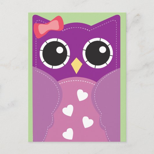 Paarse Valentijn Uil Classroom Kaarten voor kinder Feestdagenkaart (Voorkant)