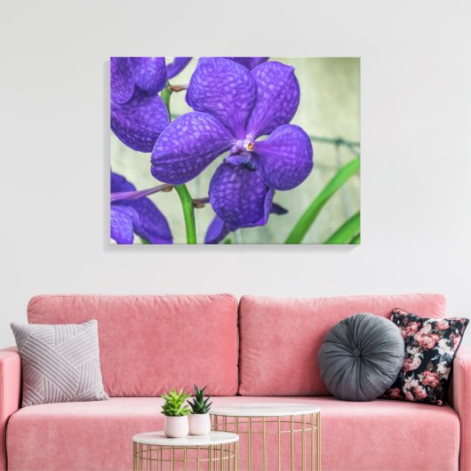 Paarse vanda orchidee uitzicht canvas print (Insitu (Woonkamer))