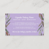 Paarse Vanilla bakkerij-bakkerij Visitekaartje (Achterkant)