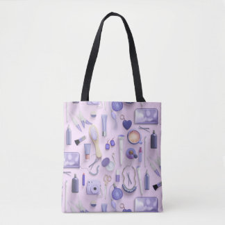 Paarse Vanity Table Tote Bag