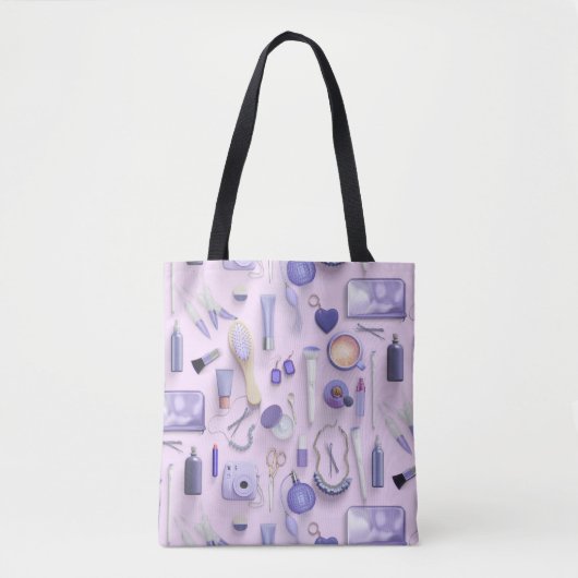 Paarse Vanity Table Tote Bag (Voorkant)