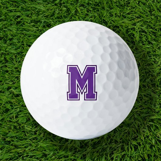 Paarse varsity monogram golfballen