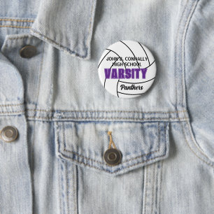 Paarse Varsity Volleybal Aangepaste Hoge School Ronde Button 5,7 Cm