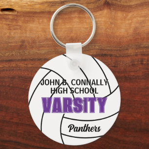 Paarse Varsity Volleybal Aangepaste Hoge School Te Sleutelhanger