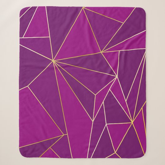 Paarse veelhoekkunst: gouden lijn geometrische ach sherpa deken (Voorkant)