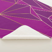 Paarse veelhoekkunst: gouden lijn geometrische ach sherpa deken (3/4)