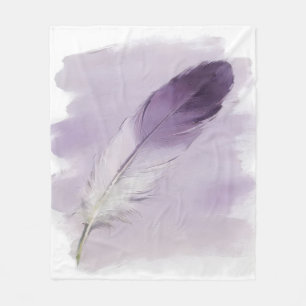 Paarse Veer Boho Waterverf Minimalistische Kunst Fleece Deken