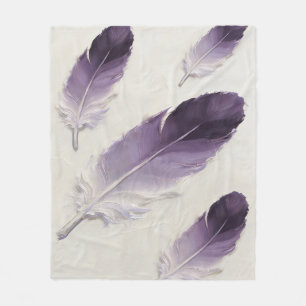 Paarse Veer Zachte Esthetische Moderne Boho Fleece Deken