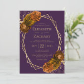 Paarse Verbrande Sinaasappel Bloemen Goud Geometri Kaart (Staand voorkant)