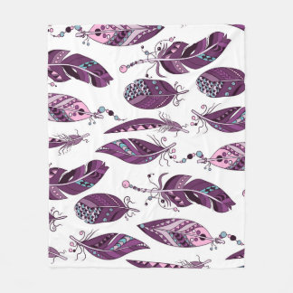 Paarse veren:  siernaadloos. fleece deken