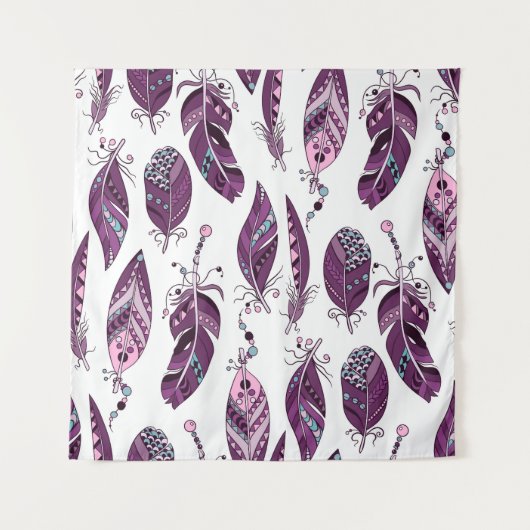 Paarse veren: siernaadloos. wandkleed (Voorkant)