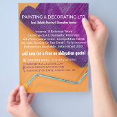 Paarse verf Roller, schilder en decorator Flyer (Hand)