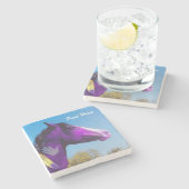 Paarse verfpaard Stone Onderzetter (Zijkant)