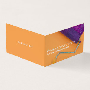 Paarse verfrol, schilder & decorator Foto Visitekaartjes