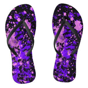 Paarse verfspetters teenslippers