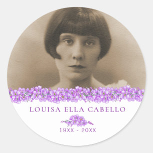 Paarse vergeet-me-niet hart gedenkgewoonte ronde sticker