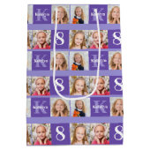 Paarse Verjaardag Fotocollage Custom Medium Cadeauzakje (Achterkant)