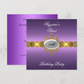 Paarse Verjaardag Party Glamour Hot Sweet 16 Kaart (Voorkant / Achterkant)