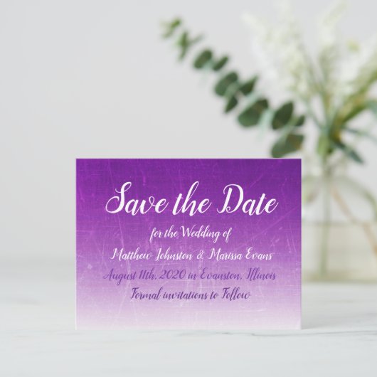Paarse verloopGepersonaliseerd Save the Date Brief Briefkaart (Staand voorkant)