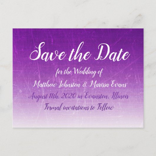 Paarse verloopGepersonaliseerd Save the Date Brief Briefkaart (Voorkant)