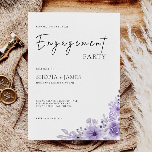 Paarse Verloving Uitnodiging Sjabloon