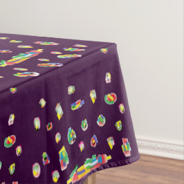 Paarse verrukking met gemengde kleurpatronen erop tafelkleed