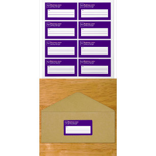 Paarse verzendlabels met lijnen voor zakelijk gebr etiket