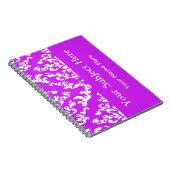Paarse Vet Mod Damask met aangepaste tekst Notitieboek (Rechterzijde)