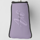 Paarse Vetgedrukte Script Monogram en Naam Golfheadcover (Draai 90)