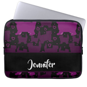 Paarse vetkatten silhouet zwart laptop sleeve