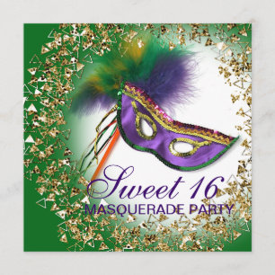 Paarse vetmeester 16 Masquerade Party Kaart