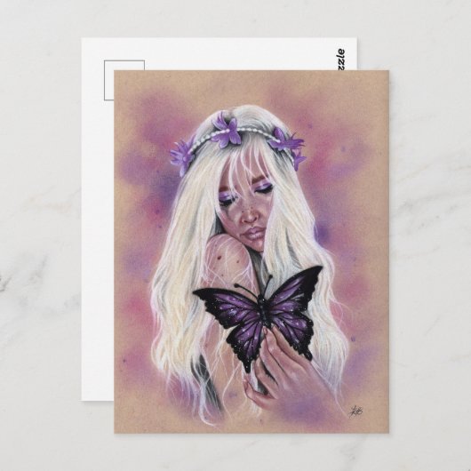 Paarse vetvlinder briefkaart (Voorkant / Achterkant)