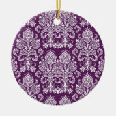 Paarse Victoriaans Damask Keramisch Ornament (Voorkant)