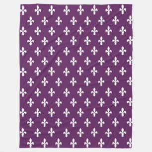 Paarse Victoriaans Fleur de Lys Fleece Deken