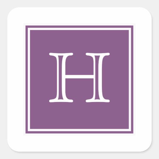 Paarse vierkant monogram Sticker (Voorkant)