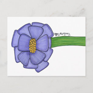 Paarse Vierkante Bloem Ansichtkaart Briefkaart