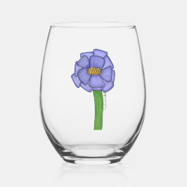 Paarse Vierkante Bloem Wijnglas Zonder Voet