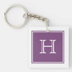 Paarse vierkante monogram Acrylische Sleutelhanger