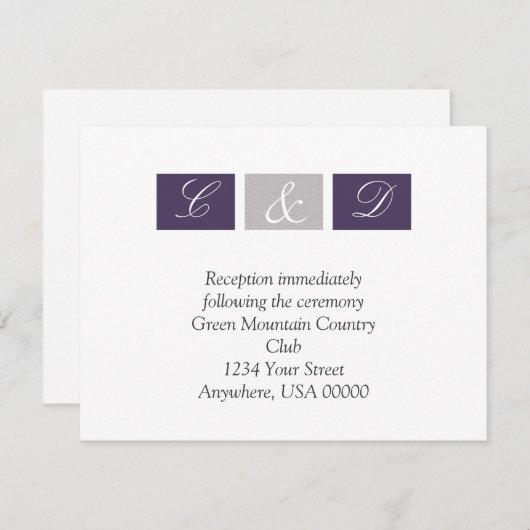 Paarse Vierkanten RSVP-kaart RSVP Kaartje (Voorkant / Achterkant)