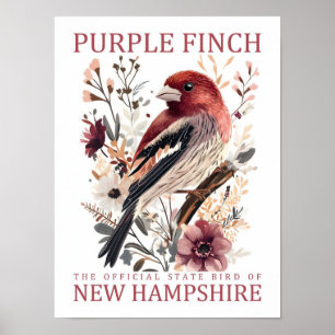Paarse vinkenvogel van New Hampshire USA Reizen Poster